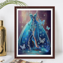 Load image into Gallery viewer, Diamond Painting - Partial Special Shaped - blue wedding dress (30*40CM)