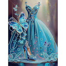 Load image into Gallery viewer, Diamond Painting - Partial Special Shaped - blue wedding dress (30*40CM)