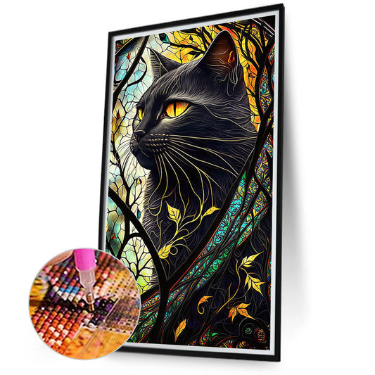 Diamond Painting - Full Round - Black Cat Glass Art (40*70CM)