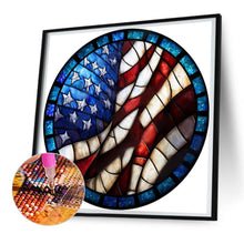 Load image into Gallery viewer, Diamond Painting - Full Round - Round plate glass art American flag (30*30CM)