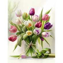 Load image into Gallery viewer, Diamond Painting - Full Round - vase bouquet tulips (30*40CM)