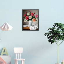 Load image into Gallery viewer, Diamond Painting - Full Round - vase bouquet camellias (30*40CM)