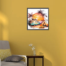 Load image into Gallery viewer, Diamond Painting - Full Round - Coconut Grove Seaside Campervan (30*30CM)