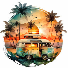 Load image into Gallery viewer, Diamond Painting - Full Round - Coconut Grove Seaside Campervan (30*30CM)