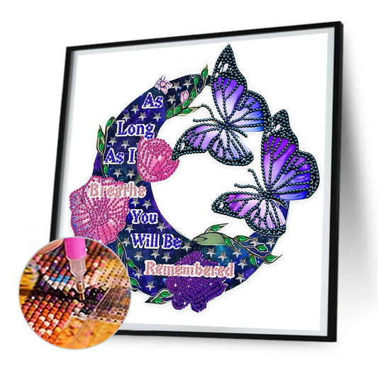 Diamond Painting - Partial Special Shaped - Crescent Butterfly (30*30CM)