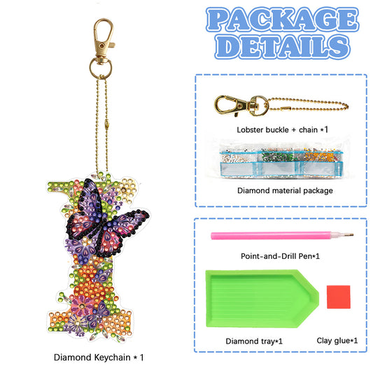 DIY Diamond Art Key Rings Special Shaped Keychain Supplies Lettter Gift for Kids