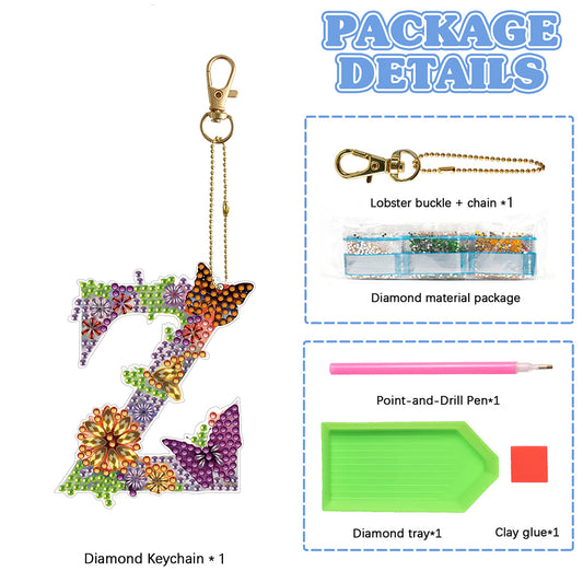 DIY Diamond Art Key Rings Special Shaped Keychain Supplies Lettter Gift for Kids