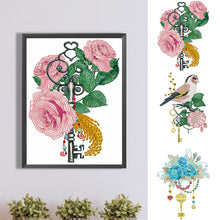 Load image into Gallery viewer, Diamond Painting - Partial Special Shaped - Flower and Key Pendant (30*40CM)