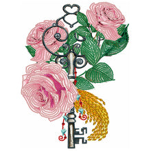 Load image into Gallery viewer, Diamond Painting - Partial Special Shaped - Flower and Key Pendant (30*40CM)