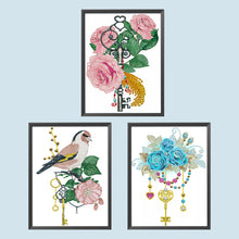 Load image into Gallery viewer, Diamond Painting - Partial Special Shaped - Flower and Key Pendant (30*40CM)