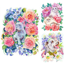 Load image into Gallery viewer, Diamond Painting - Full Round - animal surrounded by flowers (30*40CM)