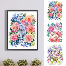 Load image into Gallery viewer, Diamond Painting - Full Round - animal surrounded by flowers (30*40CM)