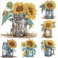Load image into Gallery viewer, Diamond Painting - Partial Special Shaped - sunflower glass art bottle (30*30CM)