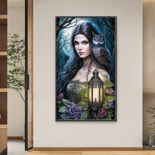 Load image into Gallery viewer, AB Diamond Painting - Full Round - woman with owl (40*70CM)