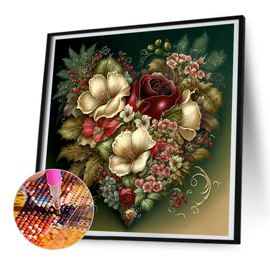 Diamond Painting - Full Round - love flower frame (30*30CM)