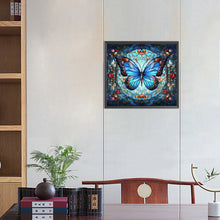 Load image into Gallery viewer, AB Diamond Painting - Full Round - Blue Butterfly Glass Art (45*40CM)
