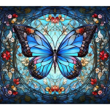 Load image into Gallery viewer, AB Diamond Painting - Full Round - Blue Butterfly Glass Art (45*40CM)