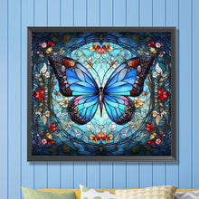 Load image into Gallery viewer, AB Diamond Painting - Full Round - Blue Butterfly Glass Art (45*40CM)