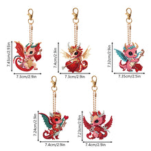 Load image into Gallery viewer, DIY Diamond Art Key Rings Cartoon Keychain Supplies Gift for Kids (Dragon)