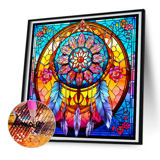 Diamond Painting - Full Round - Glass Art Dream Catcher (30*30CM)