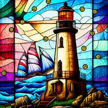 Load image into Gallery viewer, Diamond Painting - Full Round - glass art lighthouse (30*30CM)