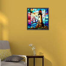 Load image into Gallery viewer, Diamond Painting - Full Round - glass art lighthouse (30*30CM)