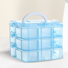 Load image into Gallery viewer, 3-Tier Container Case 18 Grids for Craft Storage and Organization (Blue)