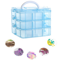 Load image into Gallery viewer, 3-Tier Container Case 18 Grids for Craft Storage and Organization (Blue)