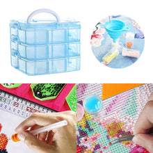 Load image into Gallery viewer, 3-Tier Container Case 18 Grids for Craft Storage and Organization (Blue)