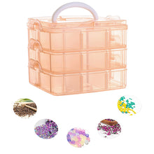 Load image into Gallery viewer, 3-Tier Container Case 18 Grids for Craft Storage and Organization (Orange)