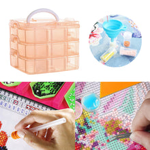 Load image into Gallery viewer, 3-Tier Container Case 18 Grids for Craft Storage and Organization (Orange)