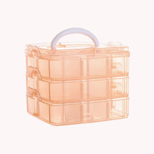 Load image into Gallery viewer, 3-Tier Container Case 18 Grids for Craft Storage and Organization (Orange)