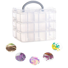 Load image into Gallery viewer, 3-Tier Container Case 18 Grids for Craft Storage and Organization (Clear)