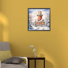 Load image into Gallery viewer, Diamond Painting - Full Round -Christmas winter snowflake lighthouse (30*30CM)