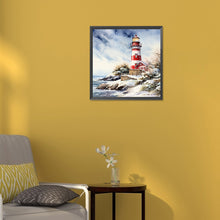 Load image into Gallery viewer, Diamond Painting - Full Round -Christmas winter snowflake lighthouse (30*30CM)