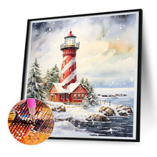 Load image into Gallery viewer, Diamond Painting - Full Round -Christmas winter snowflake lighthouse (30*30CM)