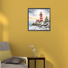 Load image into Gallery viewer, Diamond Painting - Full Round -Christmas winter snowflake lighthouse (30*30CM)