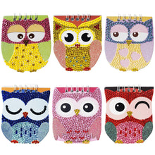 Load image into Gallery viewer, 6pcs 5D Diamond Painting Notebook Set DIY Cartoon Book Children Gift (Owl)