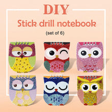 Load image into Gallery viewer, 6pcs 5D Diamond Painting Notebook Set DIY Cartoon Book Children Gift (Owl)