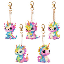 Load image into Gallery viewer, Dinosaur Diamond Art Key Rings Double Sided 6Pcs Keychain Supplies Gift for Kids