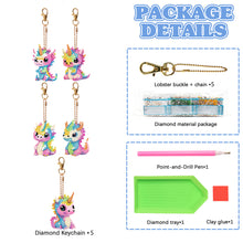 Load image into Gallery viewer, Dinosaur Diamond Art Key Rings Double Sided 6Pcs Keychain Supplies Gift for Kids
