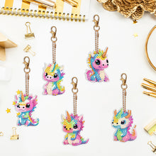 Load image into Gallery viewer, Dinosaur Diamond Art Key Rings Double Sided 6Pcs Keychain Supplies Gift for Kids