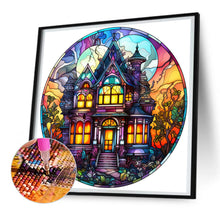 Load image into Gallery viewer, Diamond Painting - Full Round -Halloween Pumpkin Skeleton Haunted House Glass Art (30*30CM)