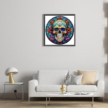 Load image into Gallery viewer, Diamond Painting - Full Round -Halloween Pumpkin Skeleton Haunted House Glass Art (30*30CM)