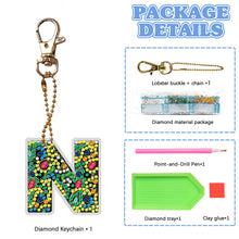Load image into Gallery viewer, DIY Pocket Mirror Handmade Gem Keychains Letters Lady Bag Pendant (N)
