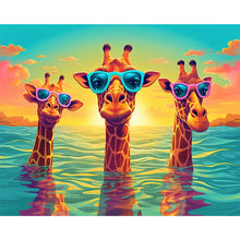Load image into Gallery viewer, AB Diamond Painting - Full Round -Three swimming giraffes (50*40CM)