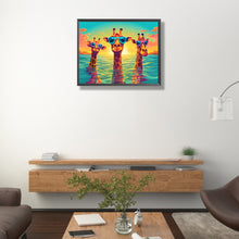 Load image into Gallery viewer, AB Diamond Painting - Full Round -Three swimming giraffes (50*40CM)