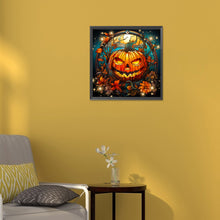 Load image into Gallery viewer, Diamond Painting - Full Round - Halloween funny pumpkin glass painting (30*30CM)