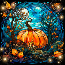 Load image into Gallery viewer, Diamond Painting - Full Round - Halloween funny pumpkin glass painting (30*30CM)