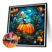 Load image into Gallery viewer, Diamond Painting - Full Round - Halloween funny pumpkin glass painting (30*30CM)
